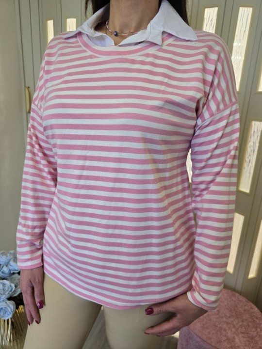 Maglia a Righe Rosa