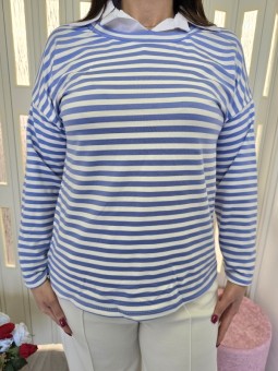 Maglia a Righe Azzurra