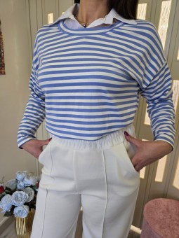 Maglia a Righe Azzurra