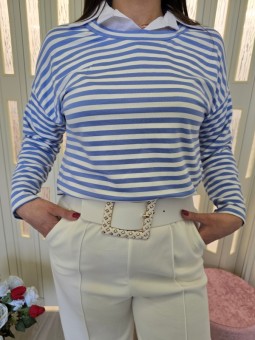 Maglia a Righe Azzurra