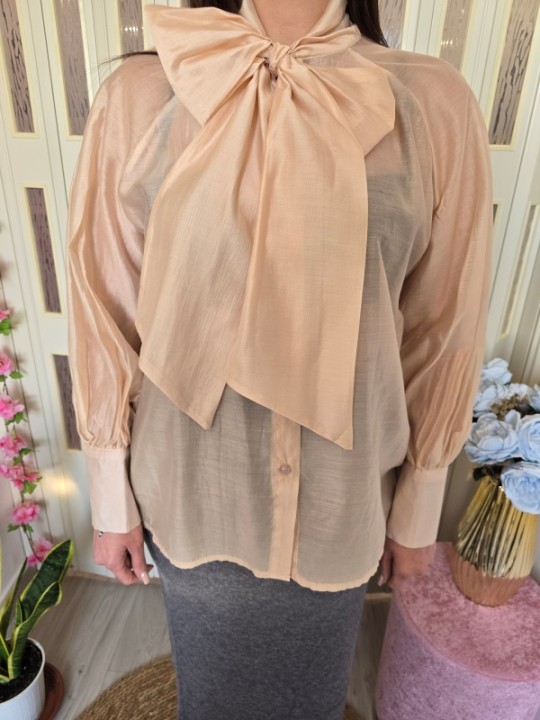 Camicia Velata Fiocco Pesca