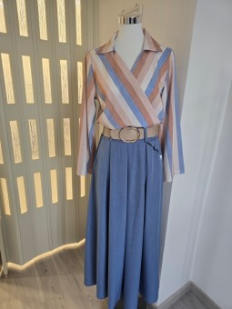 Blusa Samantha Azzurra&Beige