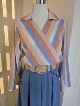 Blusa Samantha Azzurra&Beige