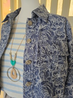 Giacca Di Jeans Con Fiori