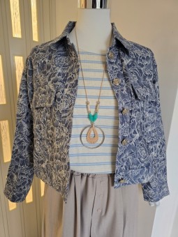 Giacca Di Jeans Con Fiori