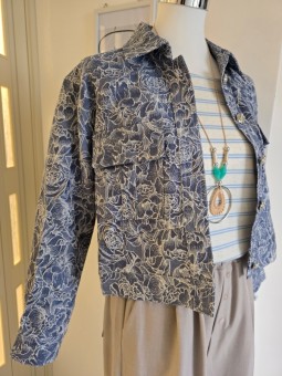 Giacca Di Jeans Con Fiori