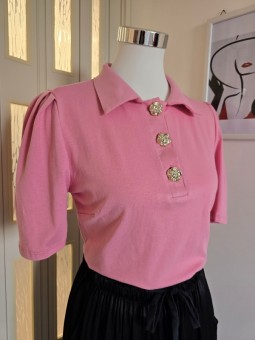 T-Shirt Rosa Bottoni Fiore