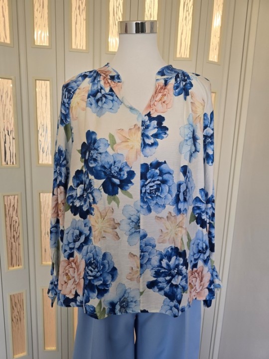 Blusa A Fiori Blu