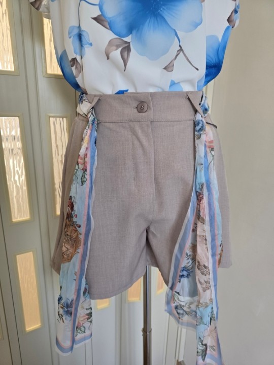 Pantaloncino Tortora Cintura Foulard