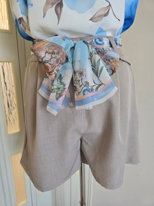 Pantaloncino Tortora Cintura Foulard