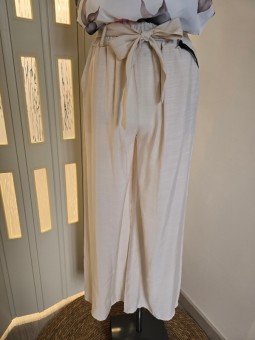 Pantalone Crema Cintura Fiocco