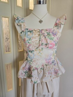 Top Crema Fiori Colorati