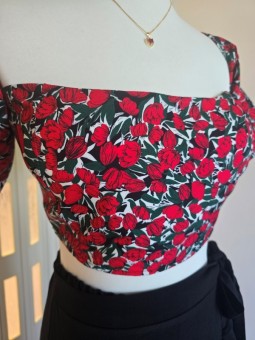 Top Rosso a Fiori