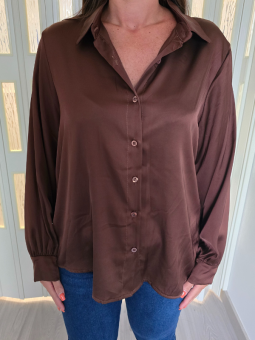Camicia Satin Marrone