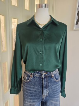 Camicia Satin Verde Smeraldo