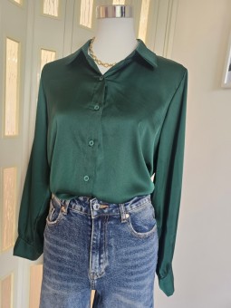 Camicia Satin Verde Smeraldo