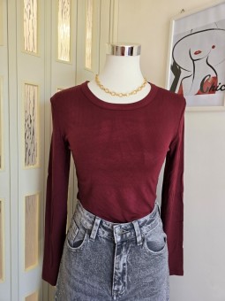 Maglia Crop Basic Bordeaux