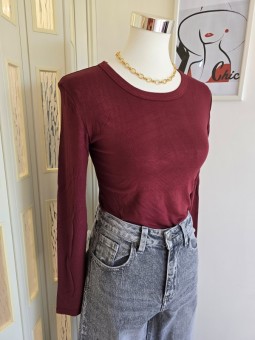 Maglia Crop Basic Bordeaux