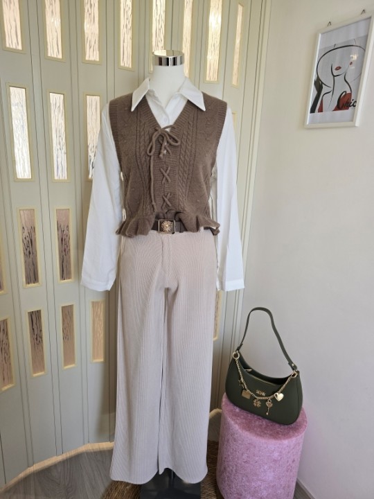 Pantalone Beige Chiaro & Cintura