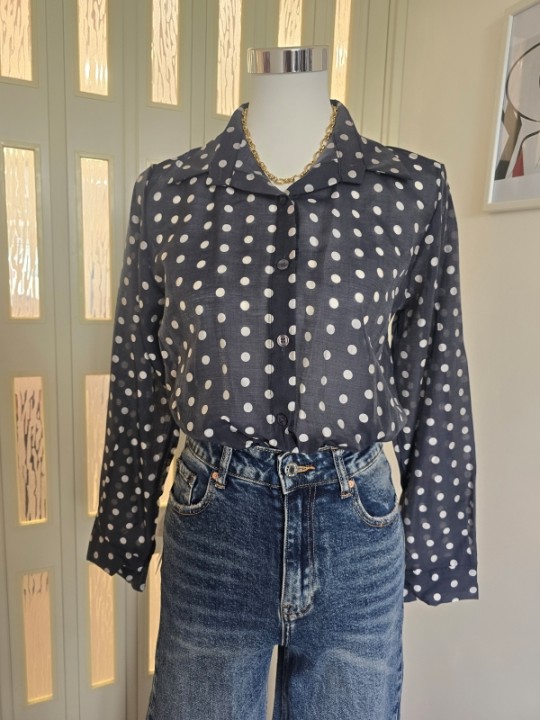 Camicia Blu A Pois