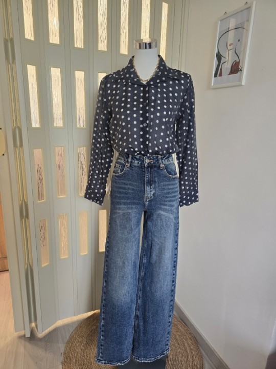 Camicia Blu A Pois