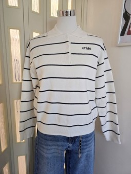 Pullover Bianco A Righe Blu