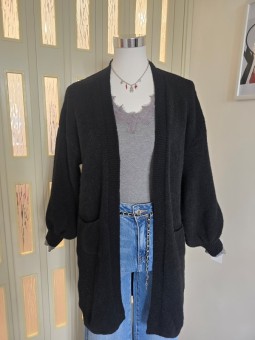 Cardigan Lungo Aperto Nero