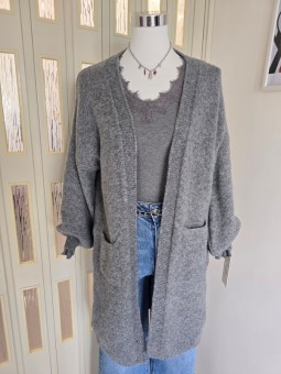 Cardigan Lungo Aperto Grigio