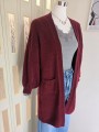 Cardigan Lungo Aperto Bordeaux