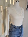 Maglia Crema Scollo Merletto