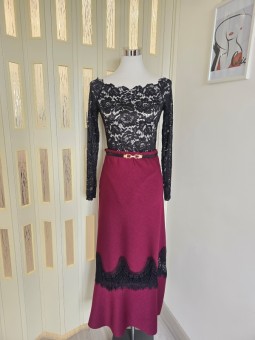 Gonna In Maglia Bordeaux