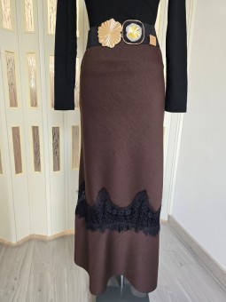 Gonna In Maglia Marrone