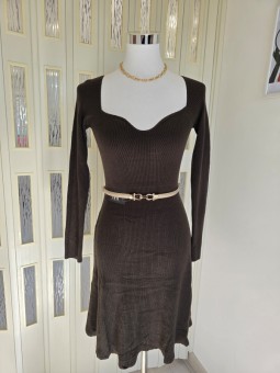 Abito Marrone In Maglia