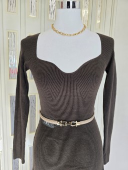 Abito Marrone In Maglia