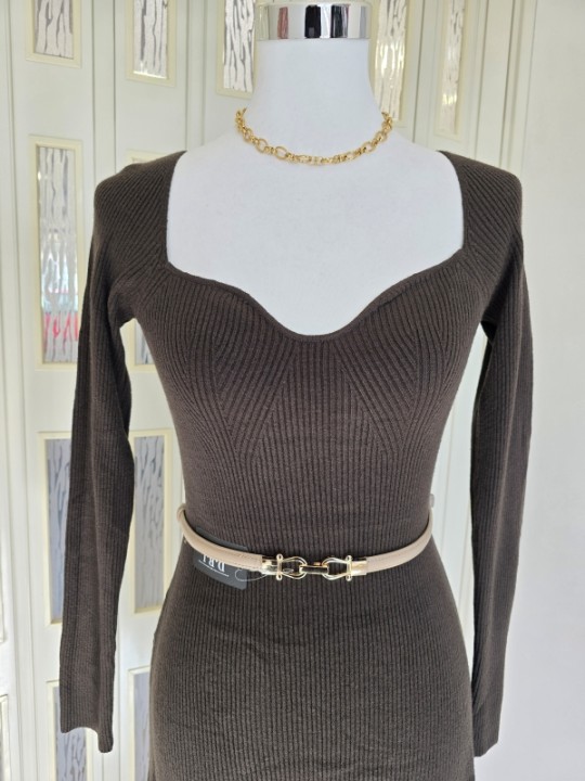 Abito Marrone In Maglia