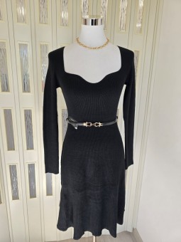 Abito Nero In Maglia