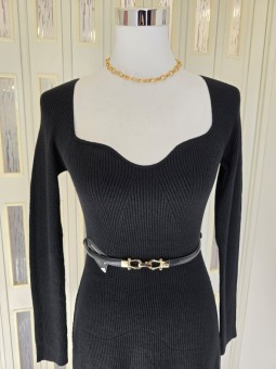 Abito Nero In Maglia