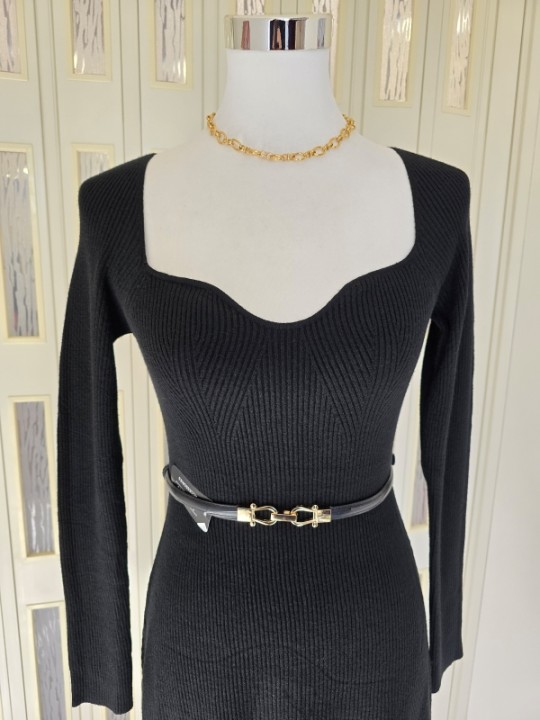 Abito Nero In Maglia