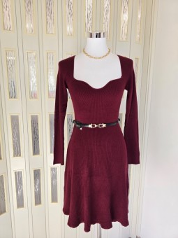 Abito Bordeaux In Maglia