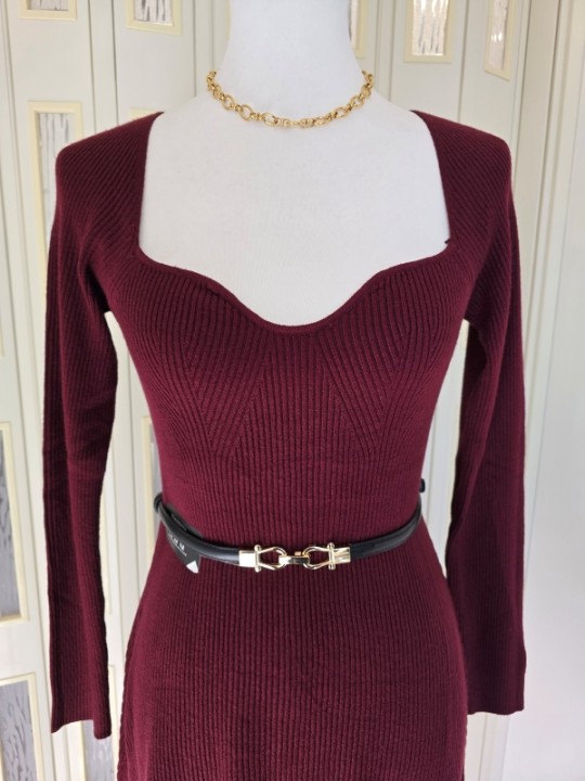 Abito Bordeaux In Maglia