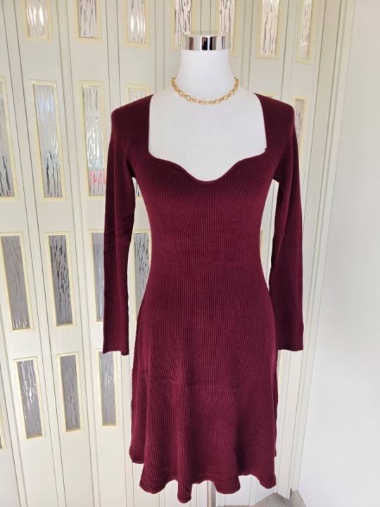 Abito Bordeaux In Maglia