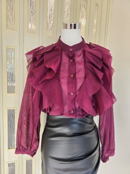 Camicia Volant Bordeaux