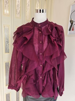 Camicia Volant Bordeaux