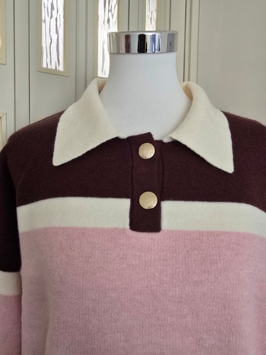 Pullover Righe Marrone/Rosa