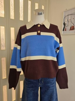 Pullover Righe Marrone/Azzurro