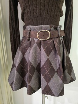 Minigonna Grigia/Marrone a...