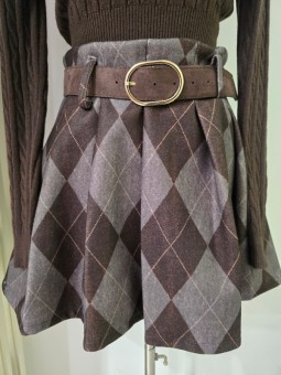 Minigonna Grigia/Marrone a...