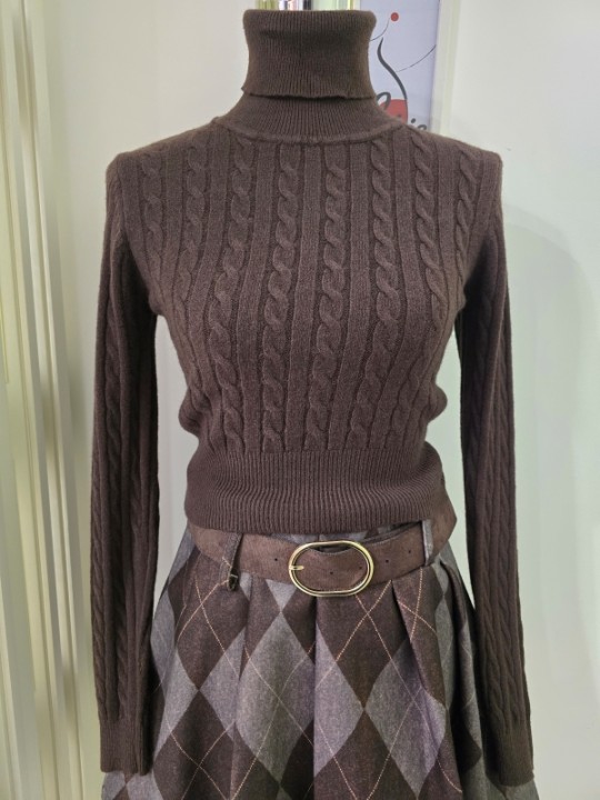 Maglione Marrone Trecce