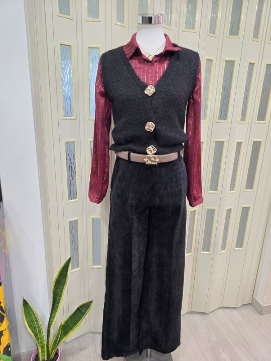 Pantalone Nero Velluto & Cintura