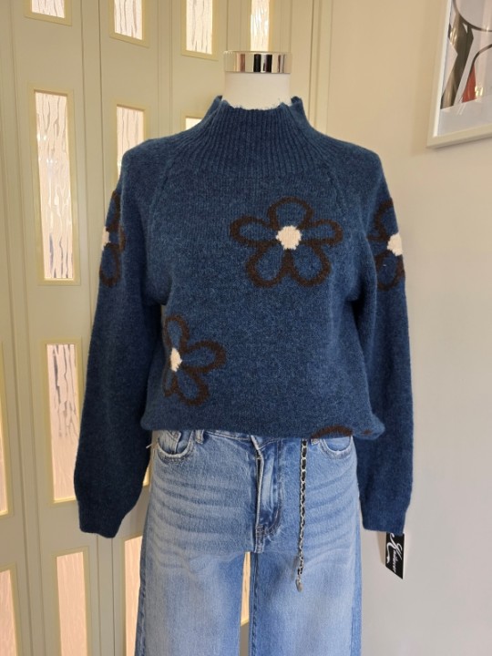 Maglione Flowers Blu